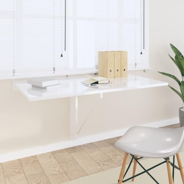 vidaXL Väggbord vit högglans 100x60x56 cm konstruerat trä