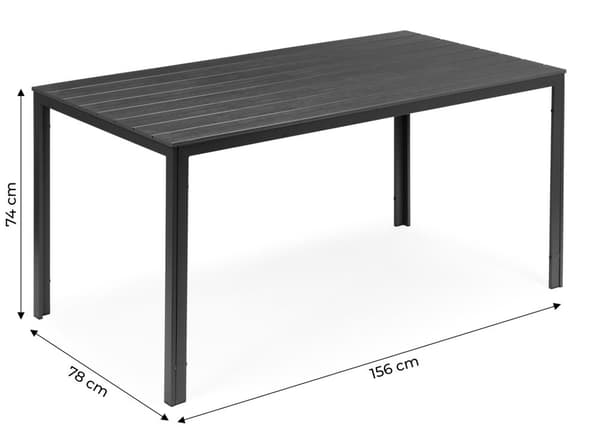 Havebord 6-personers - polywood - grå - 156x78 cm