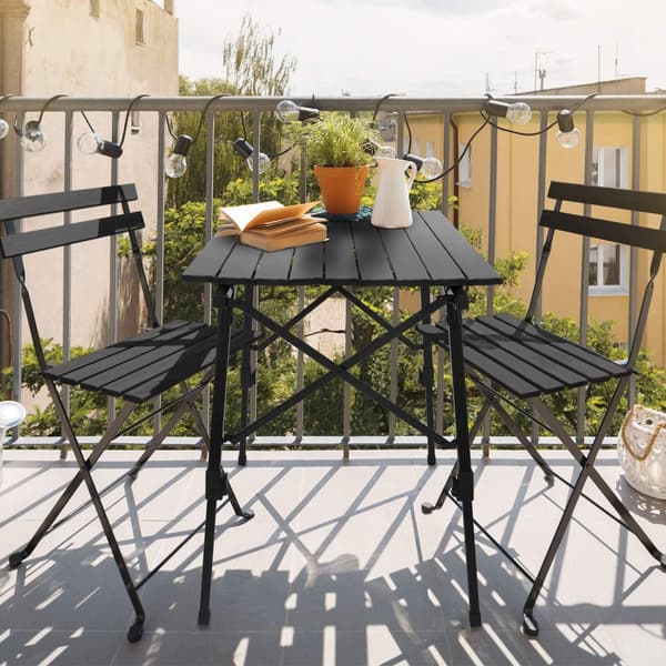 ML-Design Retkikäyttöön soveltuva taitettava musta leiripöytä; 90x51;5 cm; korkeudensäätö 46-66;5 cm; kantavuus 30 kg; rullattava pöytälevy;