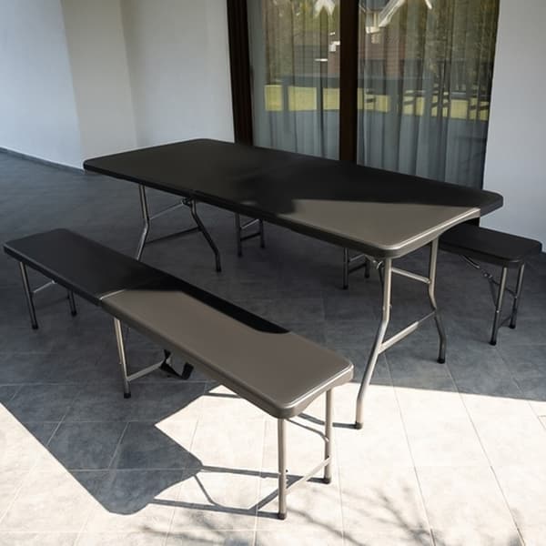 Hopfällbart Campingbord med Bänkar-Stol/Bord till Camping-180 cm