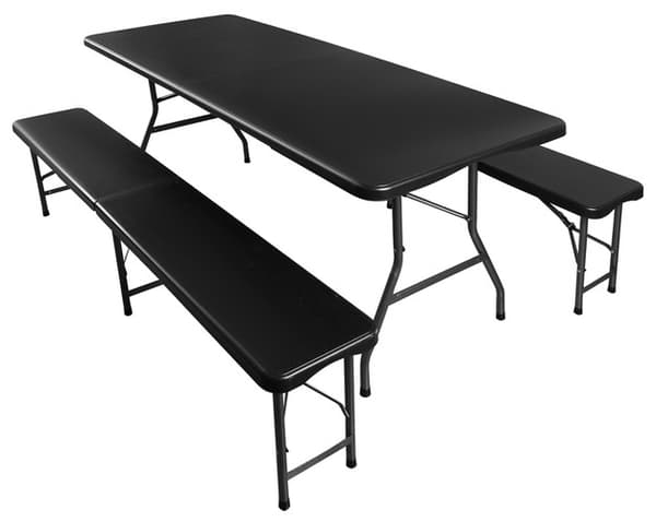 Hopfällbart Campingbord med Bänkar-Stol/Bord till Camping-180 cm