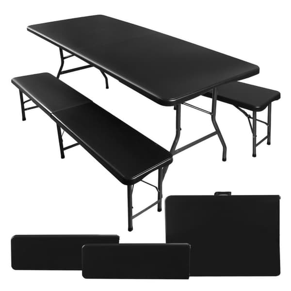 Hopfällbart Campingbord med Bänkar-Stol/Bord till Camping-180 cm