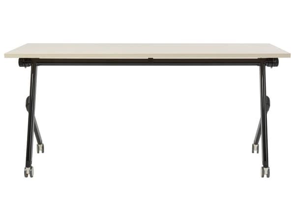 Työpöytä vaalea MDF-levy musta teräs 160 x 60 x 75 cm kokoontaitettava siirrettävä pyörillä taittopöytä moderni tyyli