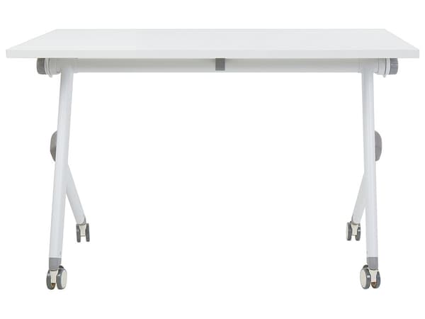 Työpöytä valkoinen MDF-levy teräs 120 x 60 x 75 cm kokoontaitettava siirrettävä pyörillä taittopöytä moderni tyyli
