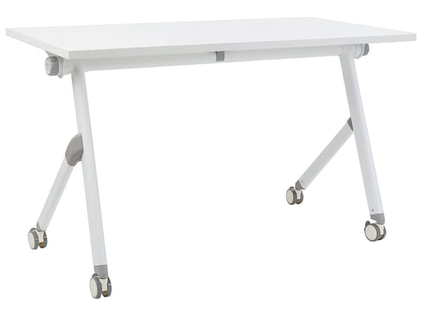 Työpöytä valkoinen MDF-levy teräs 120 x 60 x 75 cm kokoontaitettava siirrettävä pyörillä taittopöytä moderni tyyli