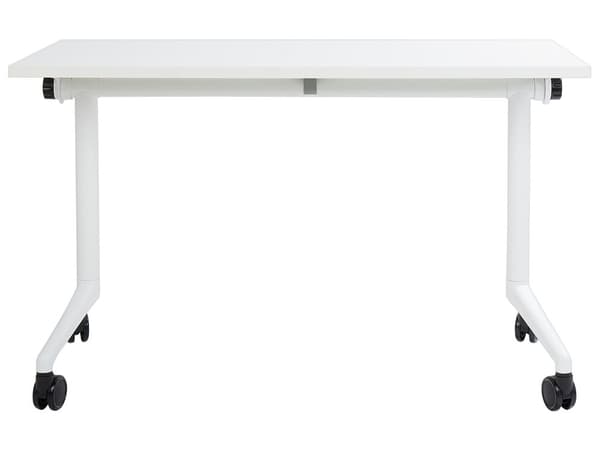Työpöytä valkoinen MDF-levy teräs 120 x 60 x 75 cm siirrettävä pyörillä taitettava taittopöytä moderni tyyli