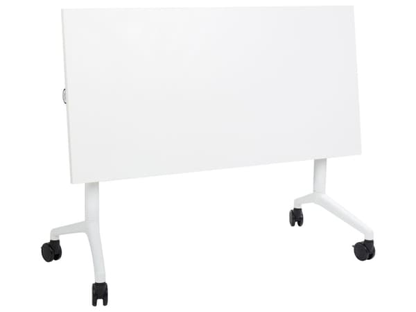 Työpöytä valkoinen MDF-levy teräs 120 x 60 x 75 cm siirrettävä pyörillä taitettava taittopöytä moderni tyyli