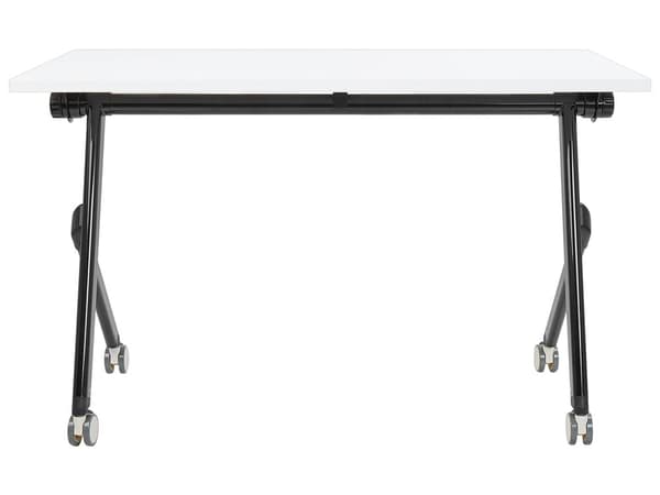 Työpöytä valkoinen MDF-levy musta teräs 120 x 60 x 75 cm kokoontaitettava siirrettävä pyörillä taittopöytä moderni tyyli