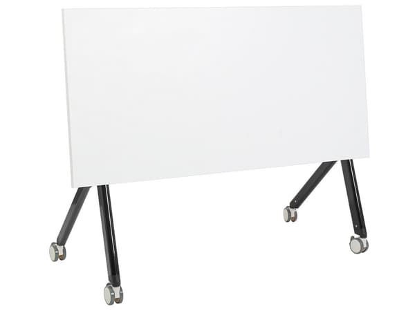 Työpöytä valkoinen MDF-levy musta teräs 120 x 60 x 75 cm kokoontaitettava siirrettävä pyörillä taittopöytä moderni tyyli
