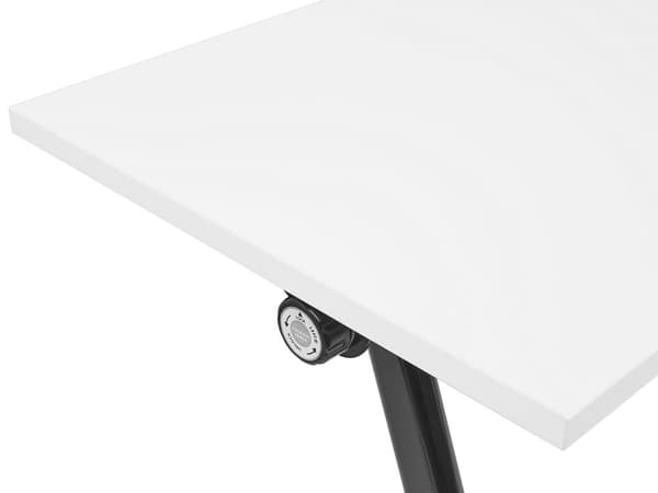 Työpöytä valkoinen MDF-levy musta teräs 120 x 60 x 75 cm kokoontaitettava siirrettävä pyörillä taittopöytä moderni tyyli