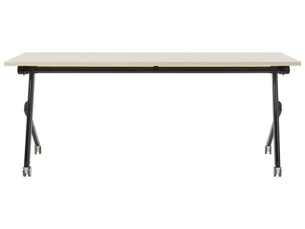 Työpöytä vaalea MDF-levy musta teräs 180 x 60 x 75 cm kokoontaitettava siirrettävä pyörillä taittopöytä moderni tyyli
