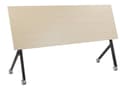 Pikkukuva 5 / 8: Työpöytä vaalea MDF-levy musta teräs 180 x 60 x 75 cm kokoontaitettava siirrettävä pyörillä taittopöytä moderni tyyli