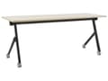 Pikkukuva 1 / 8: Työpöytä vaalea MDF-levy musta teräs 180 x 60 x 75 cm kokoontaitettava siirrettävä pyörillä taittopöytä moderni tyyli