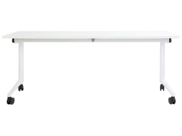Työpöytä valkoinen MDF-levy teräs 180 x 60 x 75 cm siirrettävä pyörillä taitettava taittopöytä moderni tyyli