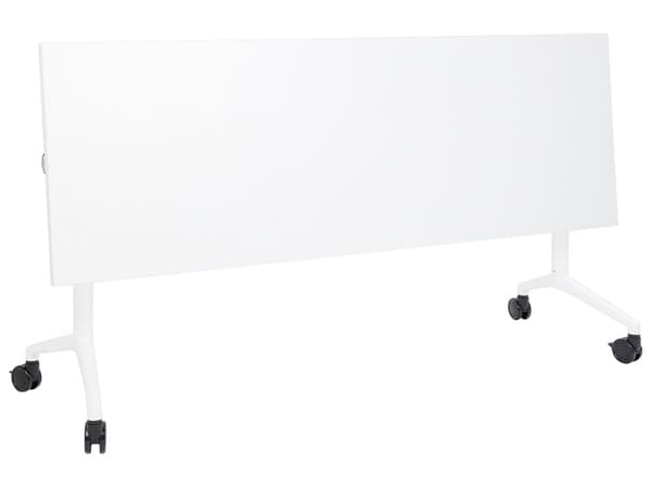 Työpöytä valkoinen MDF-levy teräs 180 x 60 x 75 cm siirrettävä pyörillä taitettava taittopöytä moderni tyyli