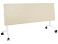 Pikkukuva 5 / 7: Työpöytä vaalea puu MDF-levy valkoinen teräs 180 x 60 x 75 cm siirrettävä pyörillä taitettava taittopöytä moderni tyyli