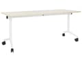 Pikkukuva 1 / 7: Työpöytä vaalea puu MDF-levy valkoinen teräs 180 x 60 x 75 cm siirrettävä pyörillä taitettava taittopöytä moderni tyyli