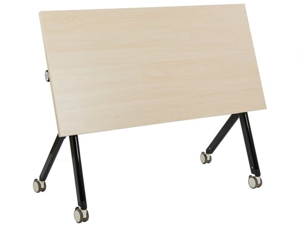Työpöytä vaalea MDF-levy musta teräs 120 x 60 x 75 cm kokoontaitettava siirrettävä pyörillä taittopöytä moderni tyyli