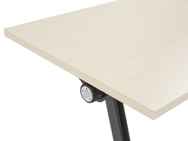 Työpöytä vaalea MDF-levy musta teräs 120 x 60 x 75 cm kokoontaitettava siirrettävä pyörillä taittopöytä moderni tyyli