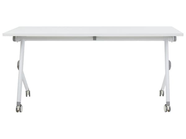 Työpöytä valkoinen MDF-levy teräs 160 x 60 x 75 cm kokoontaitettava siirrettävä pyörillä taittopöytä moderni tyyli