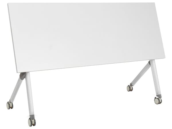 Työpöytä valkoinen MDF-levy teräs 160 x 60 x 75 cm kokoontaitettava siirrettävä pyörillä taittopöytä moderni tyyli