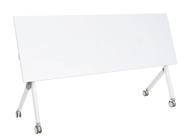 Työpöytä valkoinen MDF-levy teräs 180 x 60 x 75 cm kokoontaitettava siirrettävä pyörillä taittopöytä moderni tyyli