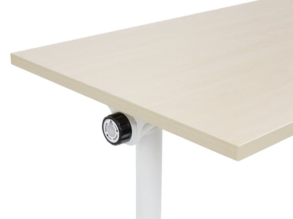 Työpöytä vaalea puu MDF-levy valkoinen teräs 120 x 60 x 75 cm siirrettävä pyörillä taitettava taittopöytä moderni tyyli