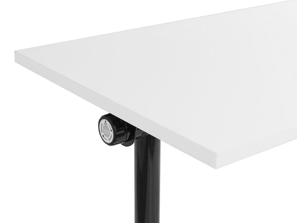Työpöytä valkoinen MDF-levy musta teräs 160 x 60 x 75 cm siirrettävä pyörillä taitettava taittopöytä moderni tyyli