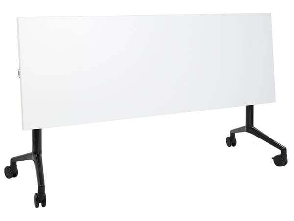 Työpöytä valkoinen MDF-levy musta teräs 180 x 60 x 75 cm siirrettävä pyörillä taitettava taittopöytä moderni tyyli