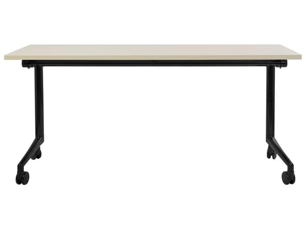 Työpöytä vaalea puu MDF-levy musta teräs 160 x 60 x 75 cm siirrettävä pyörillä taitettava taittopöytä moderni tyyli