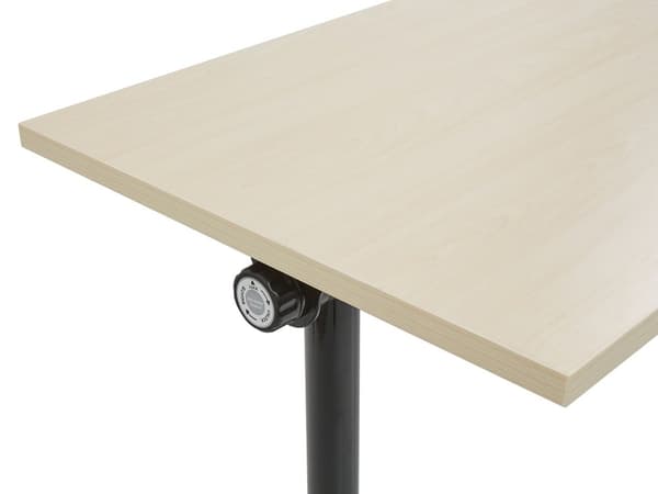 Työpöytä vaalea puu MDF-levy musta teräs 160 x 60 x 75 cm siirrettävä pyörillä taitettava taittopöytä moderni tyyli