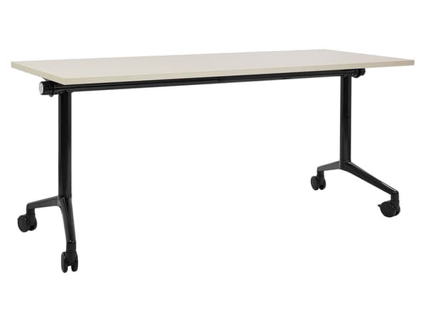 Työpöytä vaalea puu MDF-levy musta teräs 160 x 60 x 75 cm siirrettävä pyörillä taitettava taittopöytä moderni tyyli