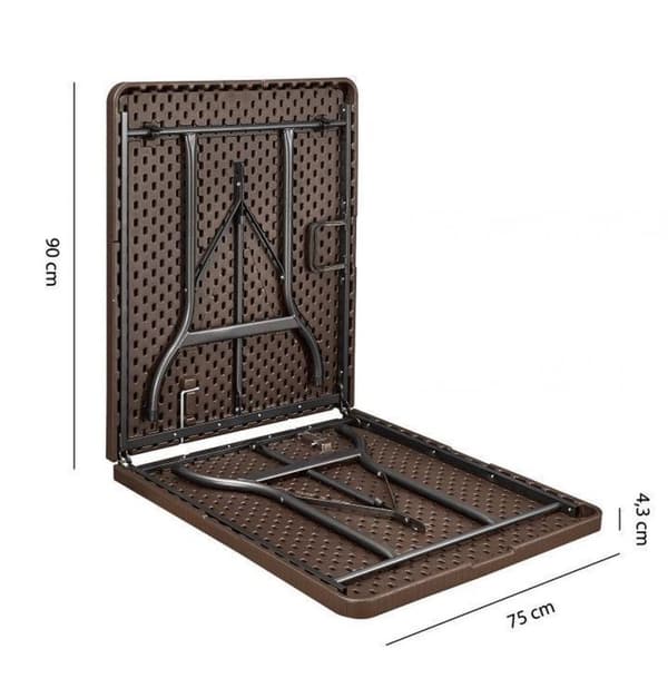Hopfallbart picknickbord - 180x75x72cm, vattentät, stålstomme, brun
