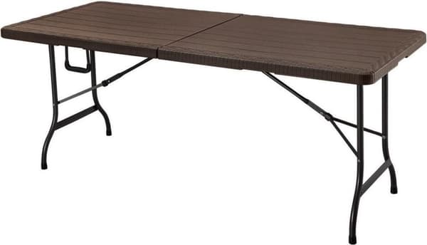 Sammenklappeligt picnicbord - 180x75x72cm, Vandtæt, Stålramme, Brun