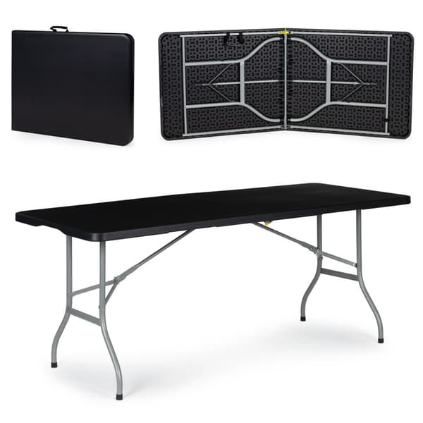 Viking Choice Hopfällbart utomhusbord för trädgårdsfester & BBQ, svart, 153x70cm
