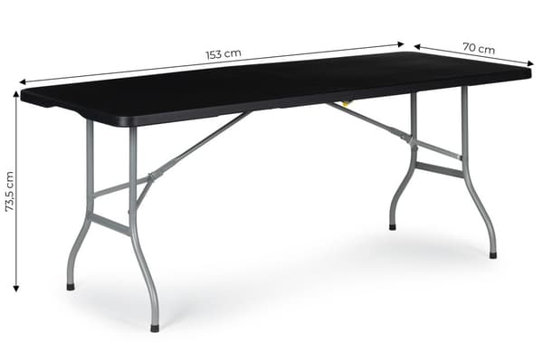 Viking Choice Hopfällbart utomhusbord för trädgårdsfester & BBQ, svart, 153x70cm