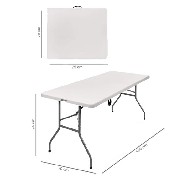 Klapbord 152x71 cm, hvid