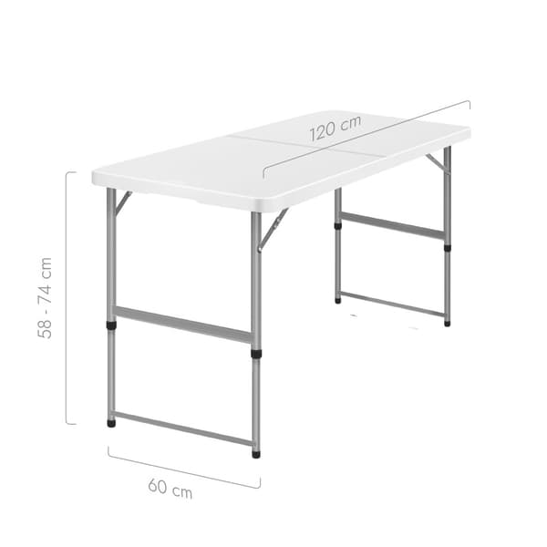 Klapbord 122x61 cm, hvid