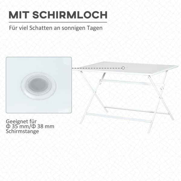 Klappbarer Tisch, 110x70 cm, Weiß