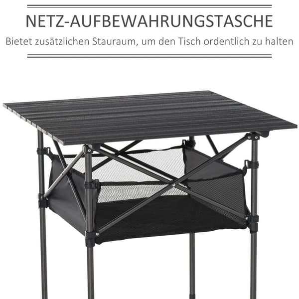 Campingbord, 70x70x69 cm, Svart