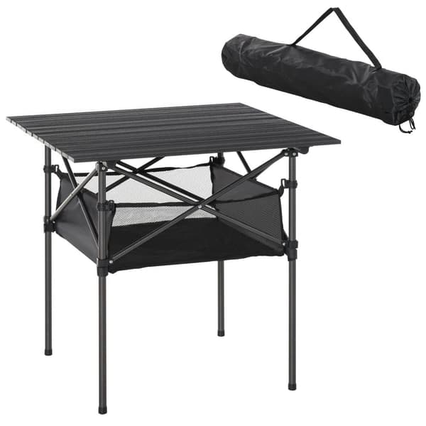 Campingbord, 70x70x69 cm, Svart