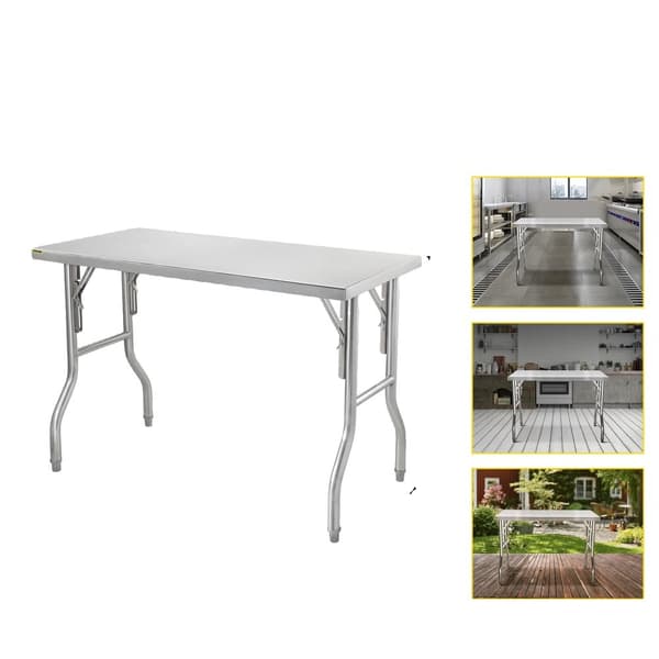 Rustfrit stål køkkenarbejdsbord, solidt, stort opbevaringsplads,1 hylde 48x24 tommer