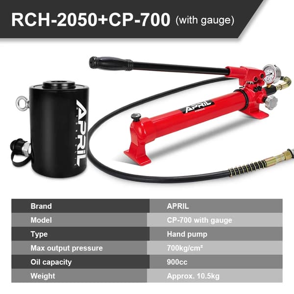 Hydraulisk Handpump, Max Utmatning 700kg/cm², Oljekapacitet upp till 900cc,med CP-700 mätare