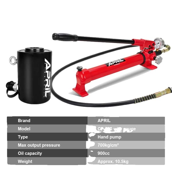 Hydraulisk Handpump, Max Utmatning 700kg/cm², Oljekapacitet upp till 900cc,med CP-700 mätare