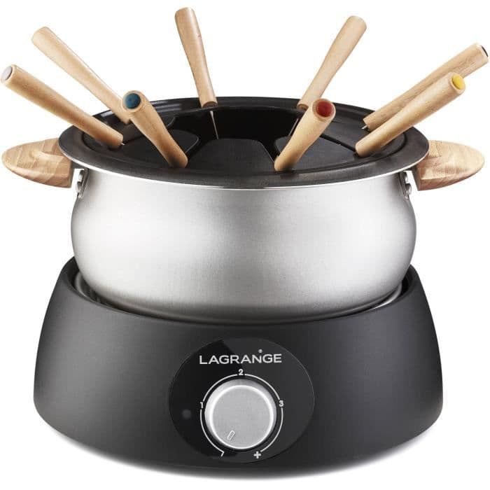 LAGRANGE 349003 Classic Fondue 8 trægaffel 900W 1,5L fondue pot Lakeret træhåndtag - Lys træ