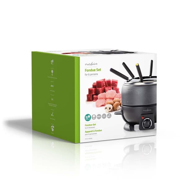 Nedis fondue Set | 6 Personer | 2.3 l | Justerbar temperaturkontroll | 800 W | Kjølige berøringshåndtak | Anti skli bunn | Overopphetings vern