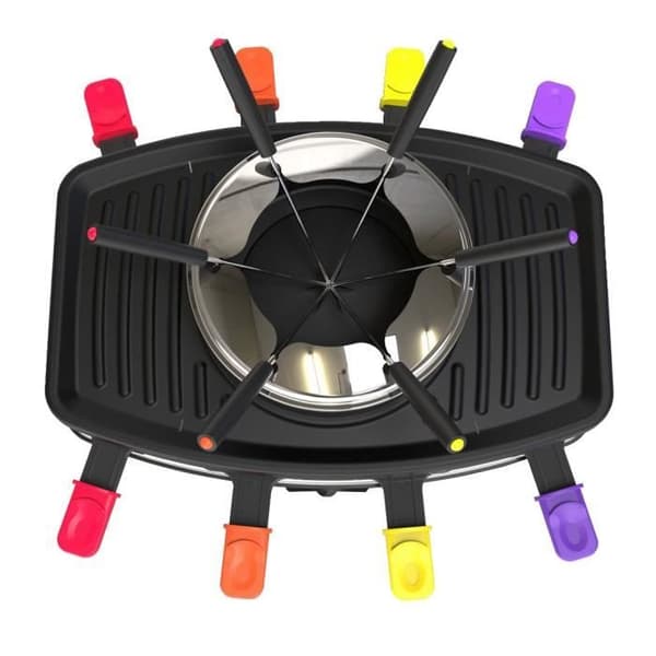 FAGOR - FG816 - Kombinerad 3 i 1 raclette + fondue + grill - 1100W - kapacitet 1,5L - 8 kokkärl + 6 fondueplaggar