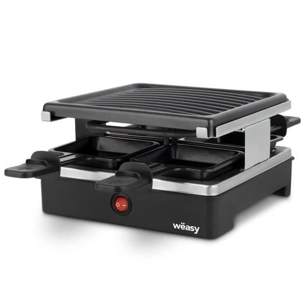 WEASY LUGA40 - Raclette och grill för 4 personer - 600W - Non-stick beläggning - 19,7x19,7cm - Avtagbar tallrik