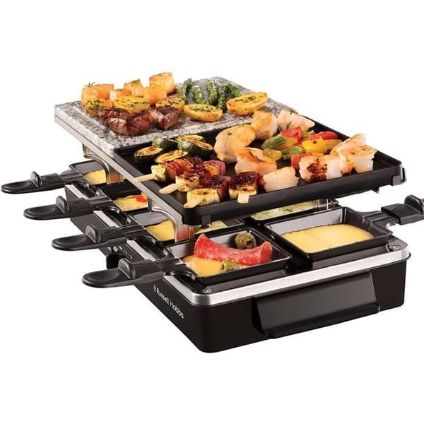 Russell Hobbs Raclette Device - 26280-56 - 3 i 1 Multifunktion - 8 personer - 1400W - Cooking Stone - Reversible Grill