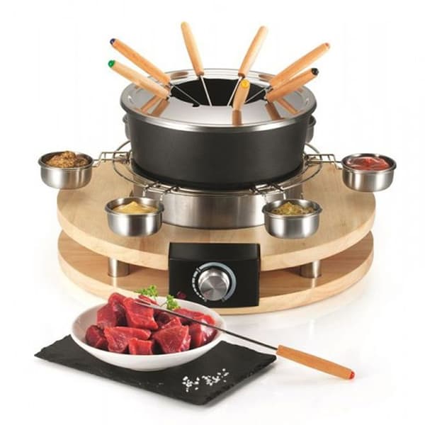 Fonduemaskin - KÖKSKOCK - 8 personer - 1300W - Non-stick-kruka - Stöd av äkta trä